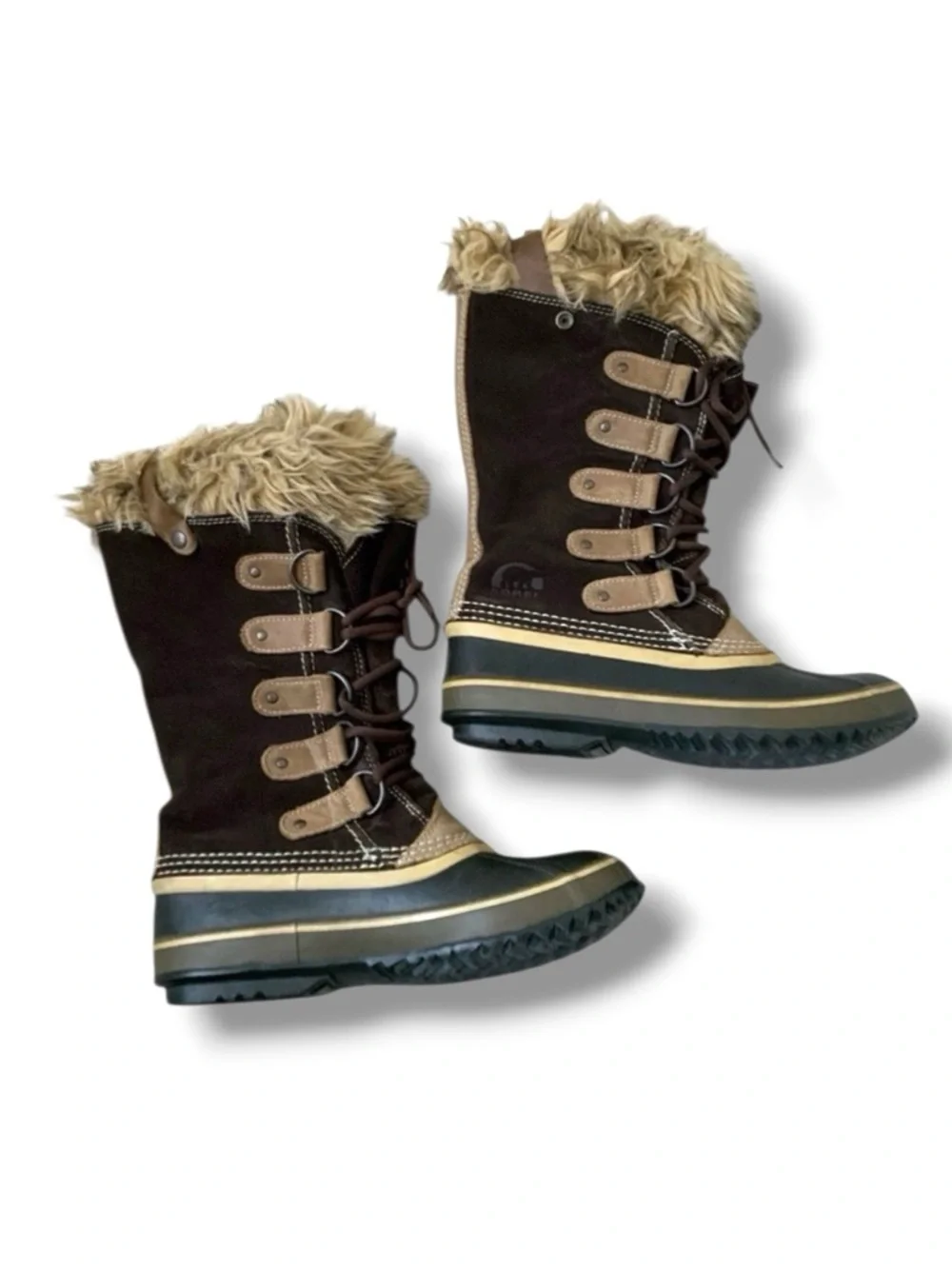 SOREL Joan of Arctic Boots Waterproof Brown Tan Black Size 7